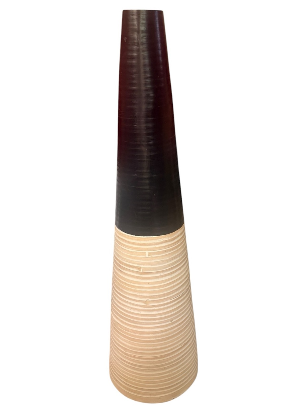 IKEA VINÄGER BAMBOO LAQUERED FLOOR VASE 2 TONE CYLINDER CONE 30”H